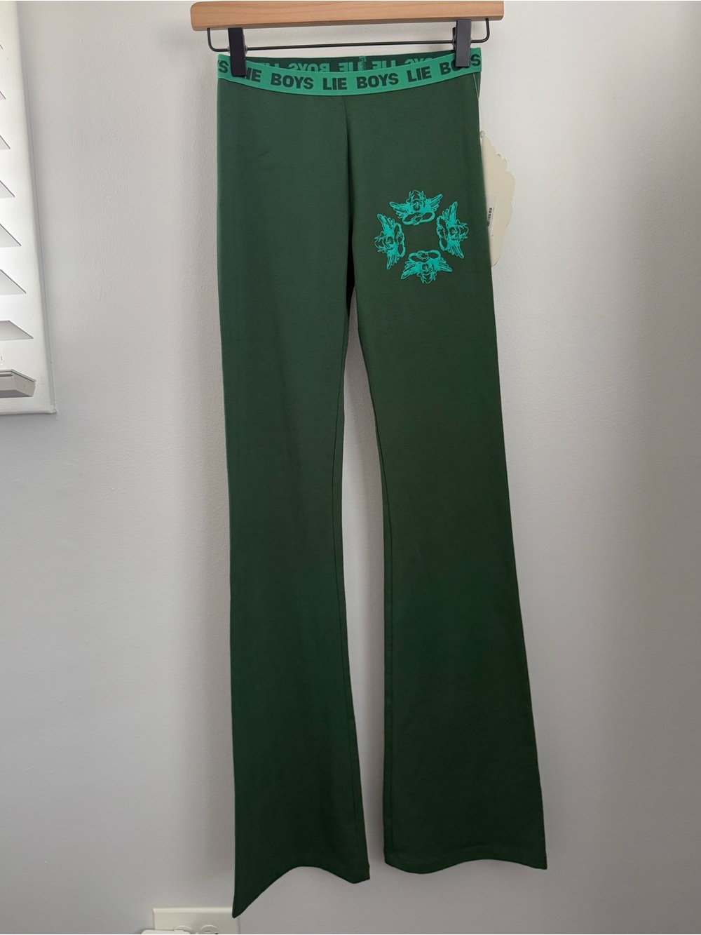 Boys Lie Small NEW Kindling V2 Pants Green Bootcut Lounge Comfy Angels Coquette
